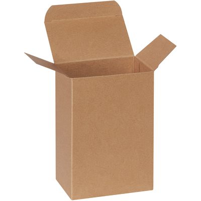 RT9SC.jpg The 4 x 2 1/2 x 6 Kraft Reverse Tuck Folding Carton stands open against a white background, highlighting its sturdy yet simple interior—perfect for versatile packaging needs.