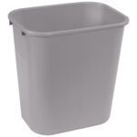 The Rubbermaid® Office Trash Can - 7 Gallon, Gray, features smooth sides and a slightly rounded top edge against a white background.