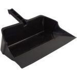 Check out the Rubbermaid® Jumbo Heavy-Duty Dust Pan - 22. This black, wide dustpan has a flat edge, a short sturdy handle, and slightly raised sides for efficient debris capture—perfect for heavy-duty cleanups.