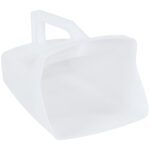 The MH-USA Utility Plastic Scoop - 64 oz. is a white dustpan featuring a wide opening for debris collection and a conveniently placed handle at the back for easy gripping.