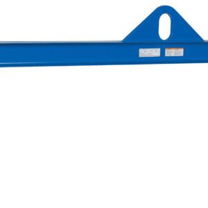 A long, blue steel spreader beam featuring a central triangular lifting point and hooks on each end for lifting and rigging, similar to the Vestil Economy Spreader Beam 1000 Lb 120 In.