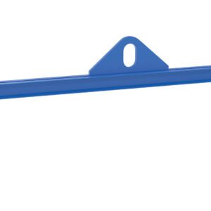 The Vestil Spreader Beam, 8Ft wide and designed for industrial use, features a central eye for easy attachment, yellow hooks, black latches on both ends, and supports a magnetic capacity of 1000Lb.