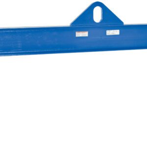 The blue Vestil Economy Spreader Beam 6000 Lb 120 In features two end hooks, a central eyelet for easy lifting equipment attachment, and clear labels for identification, making it ideal for lifting and hoisting tasks.