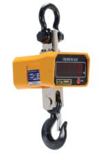 The Vestil Crane Scale features a vibrant yellow frame, a digital zero-set display, and a sturdy metal hook and shackle. With Crane Scale and Cap. 6000lb markings, it ensures precise heavy load measurements within its 6000 lb capacity and 8 x 7.625-inch dimensions.