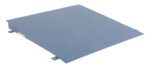 The Vestil Ramp Scale Option - 48 X 48 X 3.5 is a blue, diamond-patterned metal platform or ramp with a flat, textured surface and two small brackets on its sides, viewed from a slight angle.
