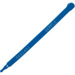 A MH-USA 7 1/2 Blue Plastic Truck Seal labeled SAMPLE and 0002401, features a pointed end with a rounded tip for secure locking.