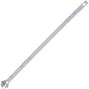 The MH-USA Metal Globe Truck Seals - Silver (200/Case) feature a sturdy silver strip with a round locking mechanism, embossed numbers, and the word SAMPLE for secure applications. Each case contains 200 seals to meet your needs.