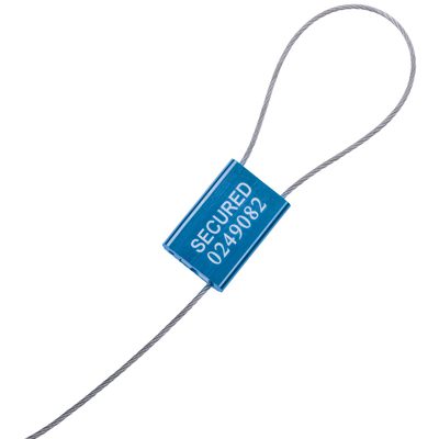 SE1050BL.jpg The blue MH-USA 1/16 x 12 cable seal, marked SECURED with number 0249082, is ideal for securing containers or goods. Sold in cases of 100.