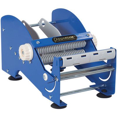 SL9506.jpg The MH-USA 6 Table Top Label Dispenser by Powerseal boasts a metal cutter, rubber grips, and adjustment knobs for efficient packing tape handling and cutting.