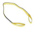 The Vestil Poly Yellow Lift Web Sling 2 In X 6 Ft comes in a vibrant yellow with sturdy black edges and forms an oblong loop.