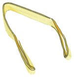 The Vestil Poly Yellow Lift Web Sling 3 In X 4 Ft features durable polyester with reinforced end loops and black edge stitching for enhanced durability during lifting tasks.