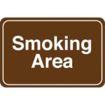 The MH-USA Smoking Area 6 x 9 facility sign is brown with a white border and bold white letters, ideal for clear designation.