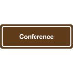 Brown rectangular MH-USA Door Sign with white text reads Conference.