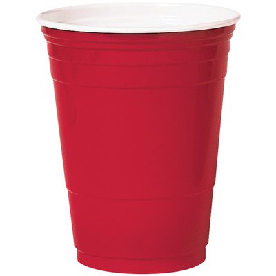 SOLO16R.jpg The Solo® Party Cups - 16 oz, Red (1000/Case) are perfect for gatherings. These durable cups have a white interior and signature ridges near the top and middle, making them ideal for beverages at parties.
