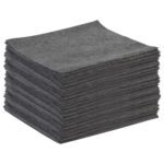 A stack of MH-USA Universal Sorbent Pads - 16 x 18, Light (200/Case) is neatly piled, each with a textured surface and small perforations, designed to soak up spills, displayed against a plain white background.
