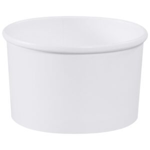 The MH-USA Soup Containers - 16 oz. (500/Case) have a white, round design with smooth sides and a slightly flared rim. Ideal for diverse serving occasions, they are presented against a plain background, ensuring ample supply with 500 containers per case.