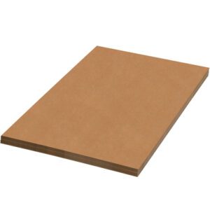 A bundle of MH-USA 36 x 42 Corrugated Sheets (5/bundle) in brown, rectangular shape, viewed at an angle against a plain white background.