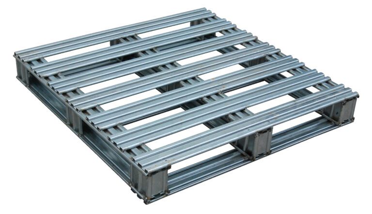 SPL-3636_A.jpg The Vestil Galvanized Finished Steel Pallet 36 x 36 inches has parallel slats and a sturdy rectangular design, perfect for storage or transportation.