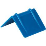 The MH-USA 2 1/2 x 2 blue plastic strap guards keep your snow shovel handle secure and elevated with their triangular shape and dual grooves, ensuring it stays in place effectively. (1000/Case).