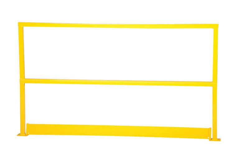 SQ-72-TB_A.jpg The Vestil Square Safety Handrail W/ Toeboard 72 is a yellow guardrail with a rectangular frame and dual horizontal bars, designed for industrial or construction sites to provide excellent protection.