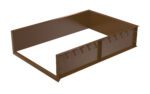 The Vestil Steel Shell 6X10 Pour In Place is a brown rectangular metal frame featuring vertical slats on one side. Its possibly part of a larger assembly and is designed for pour-in-place setups. Pictured at an angle against a white background.
