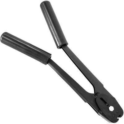 SST11234.jpg The MH-USA 3/4 Single Notch Steel Strapping Sealer includes black crimping pliers with long ribbed handles for a better grip, featuring a small rounded jaw and open angled head for precise crimping.