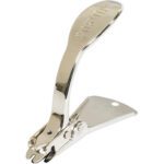 The MH-USA Staple Remover features a shiny silver finish, an ergonomic curved handle embossed with BROTHER for easy gripping, ensuring effortless use.