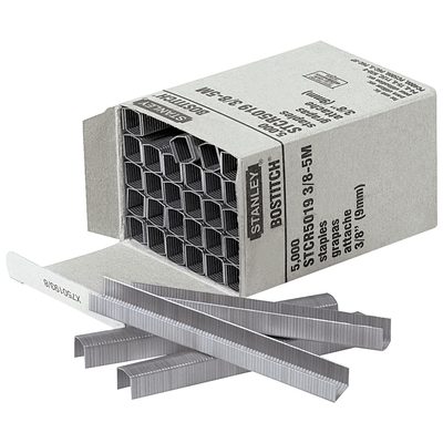 ST156.jpg The open box of MH-USA 3/8 Deluxe Staples (5000/Case) displays several strips of silver staples partially pulled out, revealing neatly arranged stacks inside and confirming it contains 5,000 staples in size 3/8 (9mm).