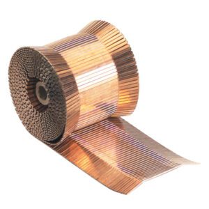 A partially unrolled roll of copper tape, with its metallic sheen and textured pleats, mirrors the precision and meticulousness you can rely on from MH-USA 5/8 Roll Staples (1000/Roll) for detailed tasks.