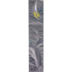 The MH-USA 12 x 24 Open End Static Shielding Bags (100/Case) are crinkled, resealable gray anti-static bags with a yellow caution symbol and text, perfect for safely storing electronic components and offering reliable protection for sensitive items.