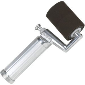 The MH-USA K-1 Fountain Roller is a handheld device with a sleek metal handle and black foam roller. Marsh is engraved near the roller, and it includes a textured grip, ensuring precision and comfort during use.