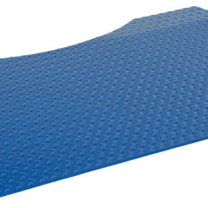 The Vestil Approach Ramp for SWA-50 only is a blue, rectangular metal scale ramp featuring a textured diamond-patterned surface and tapered edges to ensure easy access, ideal for precise weighing of vehicles or equipment.