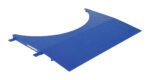 The Vestil Wrap Machine Option - Approach Ramp 36In is a blue, metal ramp with a diamond plate pattern, featuring a curved cut-out and side mounting brackets to support and raise vehicle wheels securely.