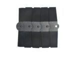 Five Vestil Sidewinder Protectors (12 x 13-5/8, Black) are aligned side by side, each featuring a central hole and notched top.