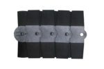 Connected Vestil Sidewinder Protectors in black with rectangular binders, featuring center circular fasteners. Each 12 x 9-3/4 binder is positioned horizontally, slightly overlapping the next for a sleek appearance.