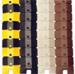 Image of a set of rectangular blocks similar to the Vestil Cord Protector W/Endcaps-40 X 3 Black. The blocks measure 40 x 3 and are colored yellow, black, white, and brown from left to right, each with a small circular indentation in the center.