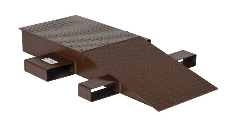 SWR-18-6-48_A.jpg The Vestil Steel Wheel Riser 48L X 18W X 6.25H is a reliable, heavy-duty brown metal ramp with a textured non-slip surface, rectangular hollow supports for stability, and an incline ideal for loading or mobility needs.