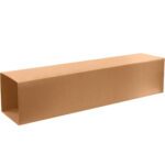 A long, light brown MH-USA 10 1/2 x 6 1/2 x 57 telescoping outer box stands horizontally with open ends against a plain white background.