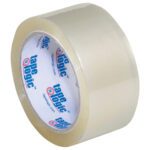 A 12-pack of 2 x 55 yds. Clear Tape Logic® Lbs291 Industrial Tape, with tape logic printed inside, is perfect for heavy-duty tasks. The adhesive side is rolled inward for easy use.
