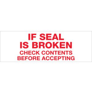 The 2 x 55 yds. If Seal Is Broken... Tape Logic® Carton Sealing Tape features red text on white, clearly stating the message. Available in an 18 Pack, its perfect for maintaining package safety and integrity.