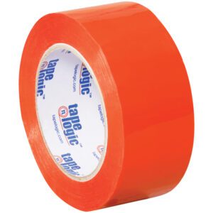 An orange, glossy 2 x 110 yds. tape with Tape Logic® on the label, ideal for sealing cartons. Comes in a pack of six.