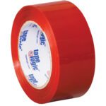 The 2 x 110 yds. Red Tape Logic® Carton Sealing Tape comes in a vibrant red color with a glossy finish and features a white core with blue and red text. Its available in a convenient 6 pack, ideal for all your packing needs.