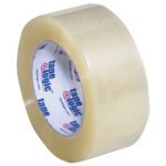 A 6-pack of 2 x 110 yds. Tape Logic® Lbs291 industrial tape, clear and slightly translucent with a glossy finish, features a white core label with blue and red text.