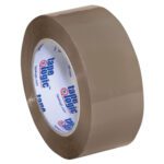 A 2 x 110 yds. roll from the Tape Logic® Lbs291 Tan Industrial Tape (6 Pack) features its branding on the inner core, displayed upright against a clean white background.