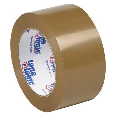 T90253T.jpg The 2 x 110 yds. Tan Tape Logic® Lbs53 PVC Natural Rubber Tape, featuring a white core with tape logic in bold blue and red, is perfect for secure packing and showcased against a white background. Comes in a case of 36 rolls.