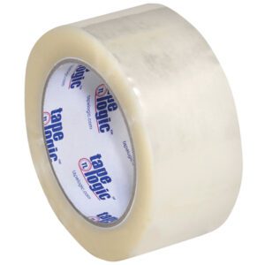 A 6-pack of Tape Logic® Lbs700 Economy Tape offers glossy, clear rolls measuring 2 x 110 yds. with a white inner label featuring blue and red branding. Visible adhesive edges provide versatile use.