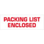A white label with PACKING LIST ENCLOSED in bold red letters, like the 2 x 110 yds. Tape Logic® Messaged Carton Sealing Tape, ensures clear communication.