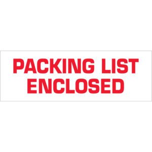 The text PACKING LIST ENCLOSED is in red on white, similar to the Tape Logic® 3 x 110 yds. Messaged Carton Sealing Tape (24 Rolls/Case).