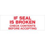 The 3 x 110 yds. Tape Logic® Messaged Carton Sealing Tape features bold red text, IF SEAL IS BROKEN CHECK CONTENTS BEFORE ACCEPTING, urging inspection before acceptance. Available in a practical (6 Pack) for all your packaging needs.