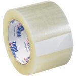 The 3 x 55 yds. Clear Tape Logic® Lbs126 Quiet Carton Sealing Tape features a white label and a branded inner cardboard core with blue and red letters on a white background.